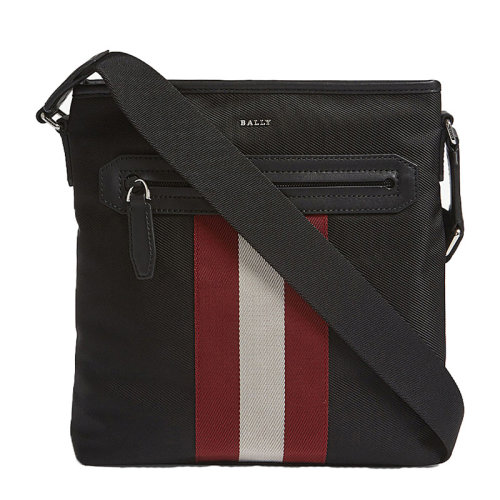 BALLY/巴利 男包 男士織物條紋裝飾經(jīng)典時(shí)尚黑色單肩斜挎包 6220467