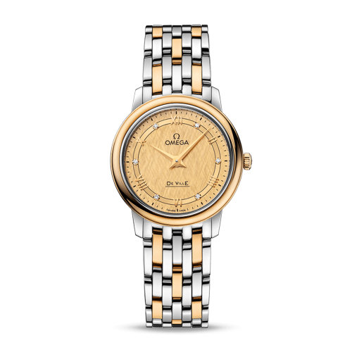 OMEGA/歐米茄 碟飛系列 典雅 精鋼 18K金 鉆石刻度 石英機芯 女士腕表 424.20.27.60.58.004