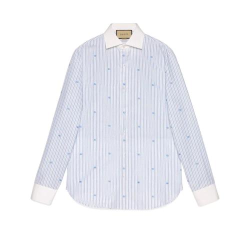  GUCCI古馳 22年秋冬 男士 棉質(zhì)GG條紋襯衫 694240 ZAJB2 9192