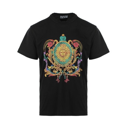  VERSACE JEANS COUTURE 男士黑色棉質(zhì)短袖T恤 72GAHF02 CJ00F 899 PLFSX