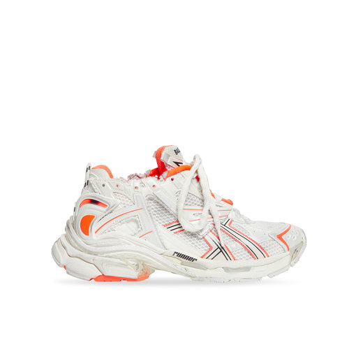 Balenciaga/巴黎世家 22年秋冬新款 男士熒光橙色/米白色纖維網(wǎng)布尼龍做舊運(yùn)動鞋677403W3RBM9770