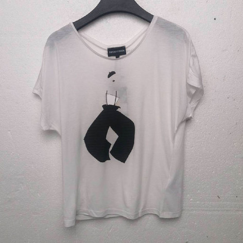 EmporioArmani/安普里奧阿瑪尼/白色女士短袖T恤（瑕疵折扣）