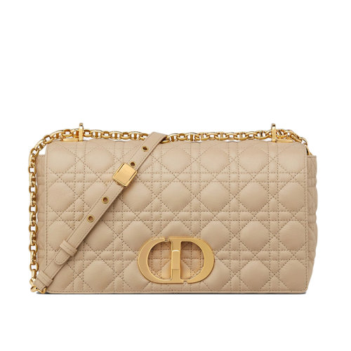 DIOR/迪奧 CARO系列 繩色小牛皮 金色金屬制成的“ CD”扭扣 單肩斜挎大號(hào)M9243UWHC_M39U