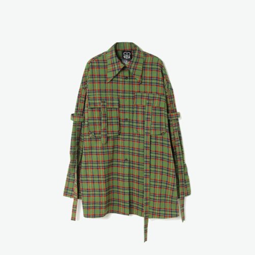 CHIZHANG/馳張 格紋飄帶印花女士長袖襯衫