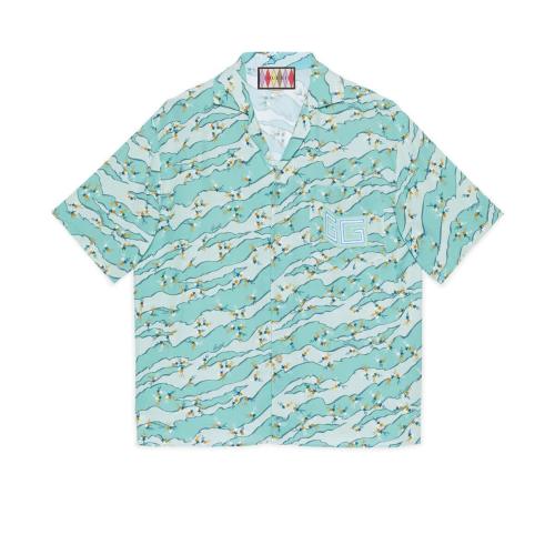  GUCCI古馳 22年秋冬 男士 Gucci Lovelight系列粘膠纖維保齡球衫 708377 ZAKEY 3874