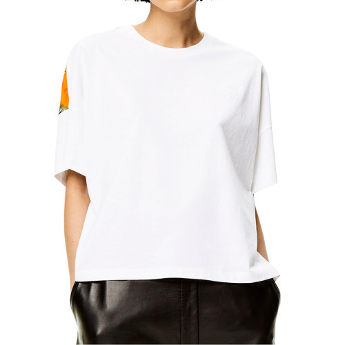 LOEWE/羅意威 22年秋冬新款 女士白色/多色棉質(zhì)真絲混紡純棉鸚鵡印花T恤S359Y22X21-2016