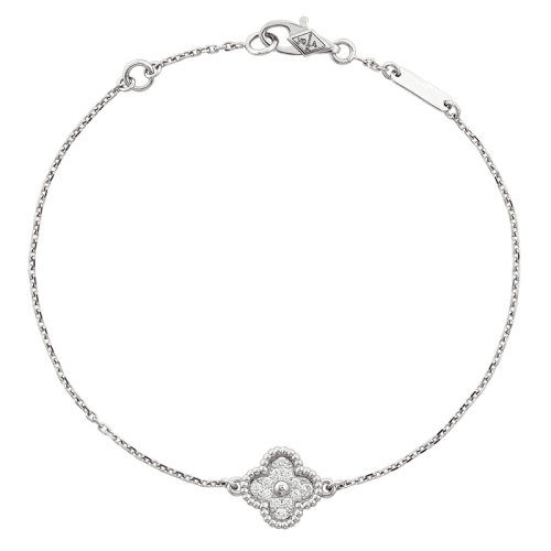 Van Cleef & Arpels/梵克雅寶 經(jīng)典SweetAlhambra?系列 18K金白金四葉草滿鉆手鏈 VCARO85600