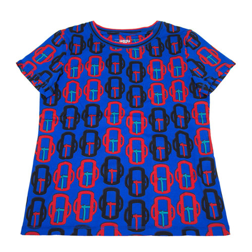 HERMES 愛馬仕 女裝 服裝 藍(lán)色布料印花拼色 女士短袖T恤
