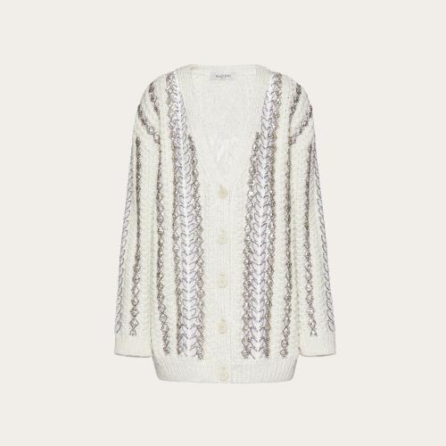  VALENTINO華倫天奴 22年秋冬 女士 針織衫 CARDIGAN BRODé EN LAINE ET LUREX XB3KA03H6V1U48