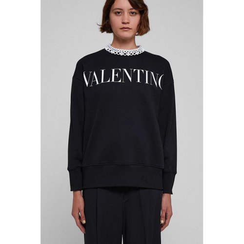  Valentino/華倫天奴 女士黑色棉質(zhì)衛(wèi)衣 WB0MF12V 6PG 0NO PLFSX