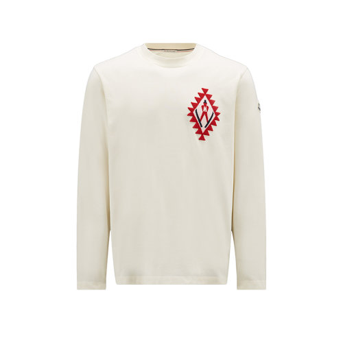 Moncler/蒙克萊 22年秋冬新款 男士冰咖啡色純棉刺繡貼片長袖T恤H20918C000148390T02B