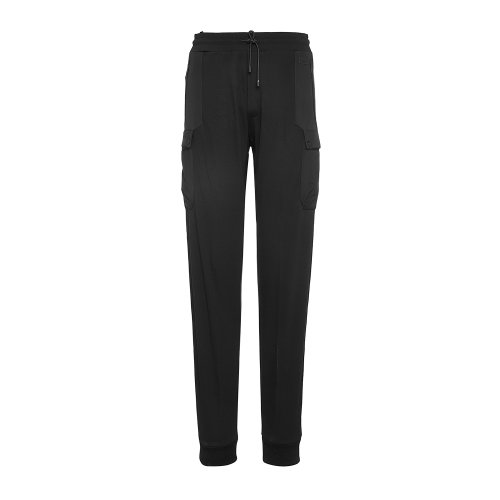 Z Zegna 黑色抽繩束腳男士運動褲 ZZP71-VV472-B09