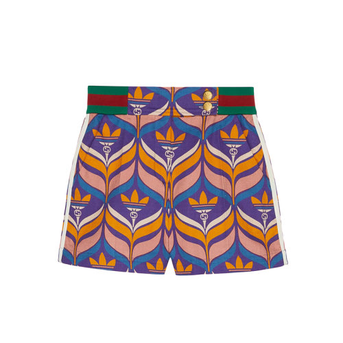 GUCCI/古馳 22年秋冬新款 adidas聯(lián)名系列 女士多色純棉老花圖案短褲?703006ZAJS57694