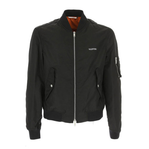Valentino 華倫天奴  男裝 服飾 藍(lán)色棉質(zhì)混紡寬松飛行員男士夾克 QV0CIC80PMM