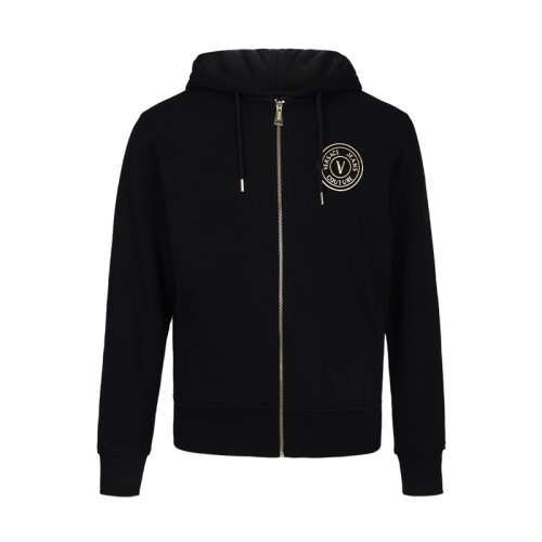 VERSACE/范思哲男士休閑外套連帽時(shí)尚男上衣黑色LOGO