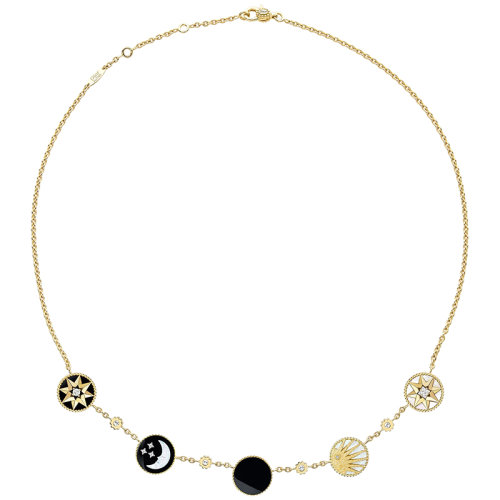 DIOR/迪奧 ROSE DES VENTS 和 ROSE CéLESTE 18K金黃金鑲嵌黑瑪瑙白色貝母和鉆石 星月項(xiàng)鏈JSAM95010_0000
