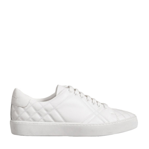 BURBERRY/博柏利 女士白色格紋絎縫時(shí)尚運(yùn)動(dòng)休閑鞋板鞋女款小白鞋低幫女鞋