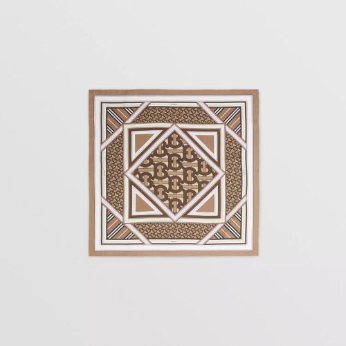  BURBERRY 22年秋冬 女士 蒙太奇印花絲質方巾 80596001