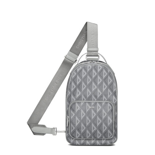 DIOR/迪奧 22春夏新款RIDER系列 男士迷你灰色CD Diamond圖案帆布單肩斜挎手提包1ESBO038CDP_H42E