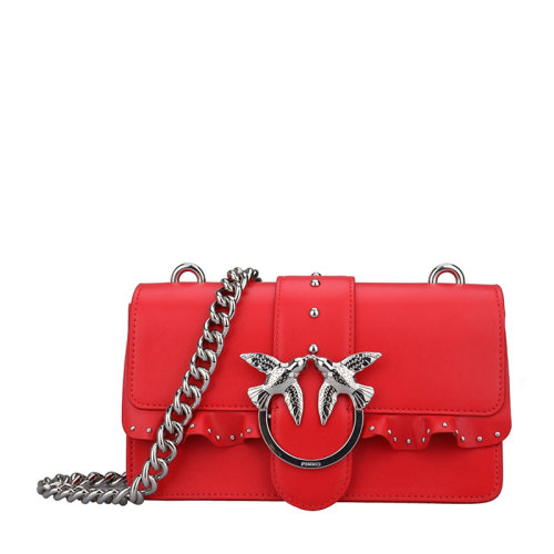Pinko/品高  LOVE系列【穎兒同款】女士紅色牛皮單肩包斜挎包燕子包女包
