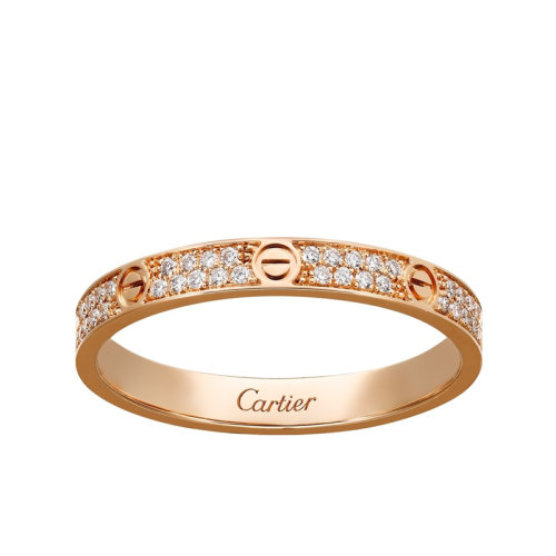 CARTIER/卡地亞 經(jīng)典款LOVE 18K金玫瑰金鉆石戒指 鑲嵌72顆鉆石 小號款 B4218100