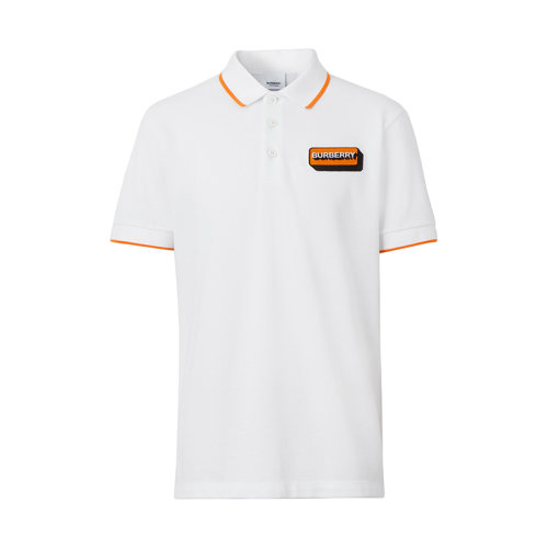 BURBERRY/博柏利 22年春夏新款 男士白色純棉網(wǎng)眼布徽標嵌花短袖Polo衫80574871