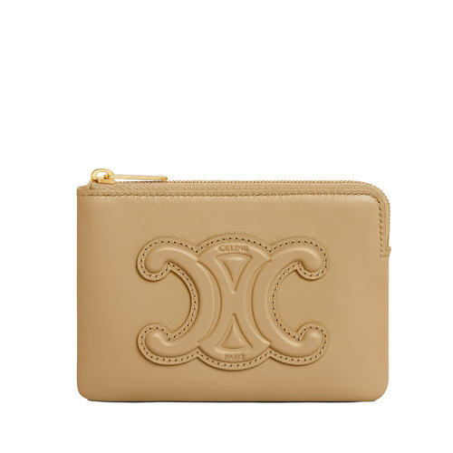 CELINE/賽琳 22新款 女士橄欖色光滑牛皮革拉鏈鎖閉零錢卡片包10C663DR8.31OV