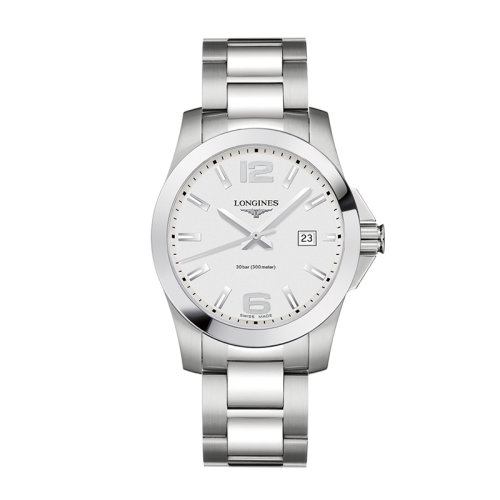 LONGINES/浪琴 康卡斯系列 石英表鋼鏈銀“太陽(yáng)”表盤男表41毫米L3.759.4.76.6