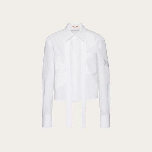  VALENTINO華倫天奴 22年秋冬 女士 長(zhǎng)袖襯衫 CHEMISE BRODéE EN POPELINE DE COTON XB3AB330_