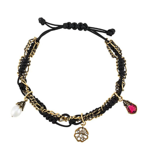 Alexander McQueen/亞歷山大麥昆 女士 女款 黑色時(shí)尚金屬手鏈 610979F12ST1000