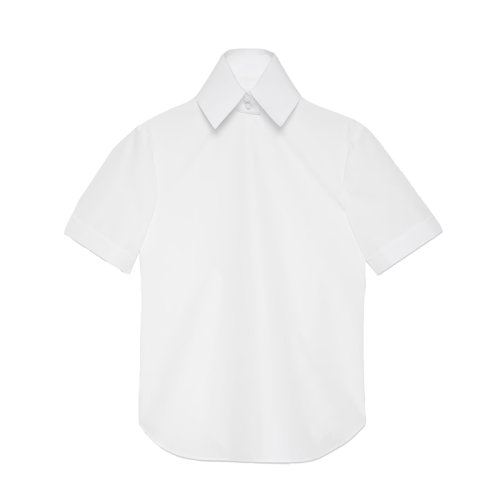 GUCCI/古馳      Aria系列 女士白色棉府綢可拆卸衣領(lǐng)短袖襯衫679711Z38549000