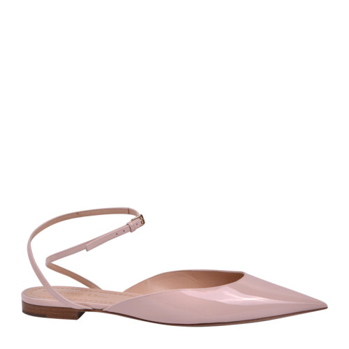 DIOR/迪奧 漆皮尖頭露跟 繞帶 平底鞋 單鞋 KDB393VNIS35P