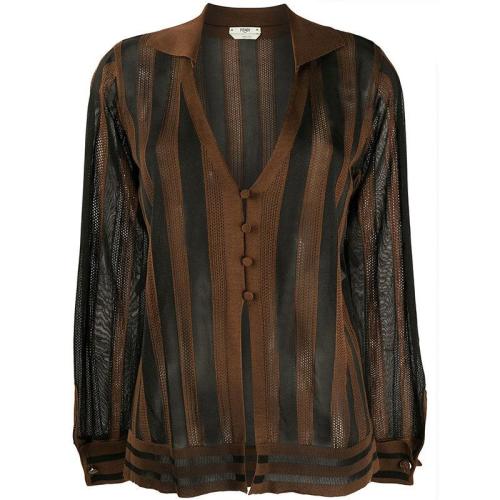 FENDI/芬迪 女士棕色時尚休閑長袖襯衫 FZC614 AAEQF 19EG