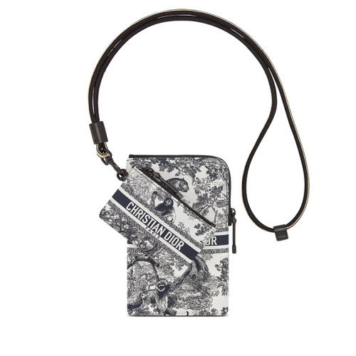 DIOR/迪奧  DIORTRAVEL系列 藍(lán)色Toile de Jouy圖案技術(shù)面料多功能拉鏈?zhǔn)帜冒黃5494SNTJ_M808
