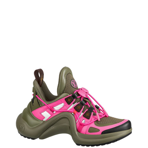 Louis Vuitton/路易威登 22年早春新款 LV ARCHLIGHT系列 女士卡其綠色小牛皮拼科技網(wǎng)眼布運(yùn)動(dòng)鞋1A9RTT