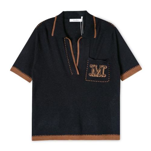  MaxMara/麥絲瑪拉 女士海軍藍(lán)棉質(zhì)短袖polo衫 13660419-600-013 PLFSX