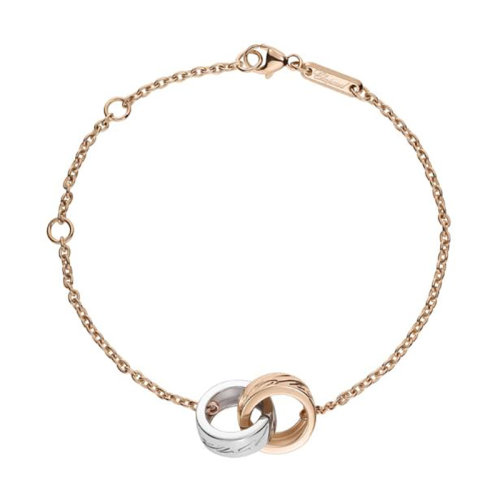 Chopard/蕭邦  CHOPARDISSIMO系列 18k金白金玫瑰金雙環(huán)手鏈859099-9202