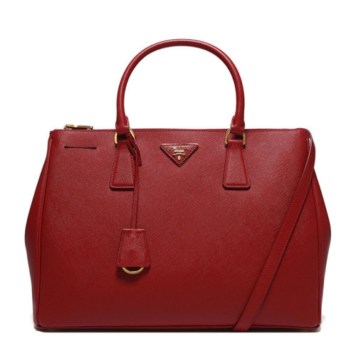 PRADA/普拉達 Galleria系列 女士牛皮紅色手提包單肩包斜挎包殺手包女包