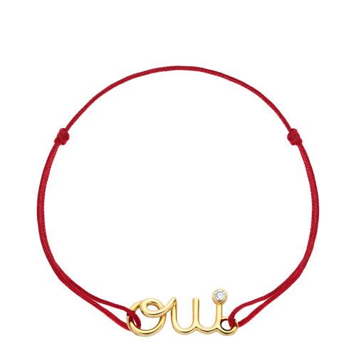 DIOR/迪奧 OUI  18K金黃金鑲嵌鉆石紅繩鏈接鏤空字母手鏈JOUI95021_0000