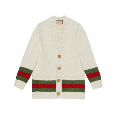  GUCCI古馳 22年秋冬 男士 飾織帶細羊毛開衫 706735 XKCJ4 9146