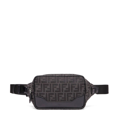 FENDI/芬迪 20  BANANE系列 男士黑色FF提花帆布黑色皮革細節(jié)腰包7VA526AG0MF0NPN