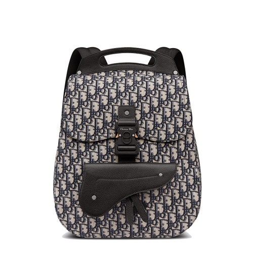 DIOR/迪奧 22新款GALLOP系列 男士經(jīng)典米色黑色老花提花面料黑色牛皮革翻蓋開合雙肩背包1ADBA011YKY_H27E