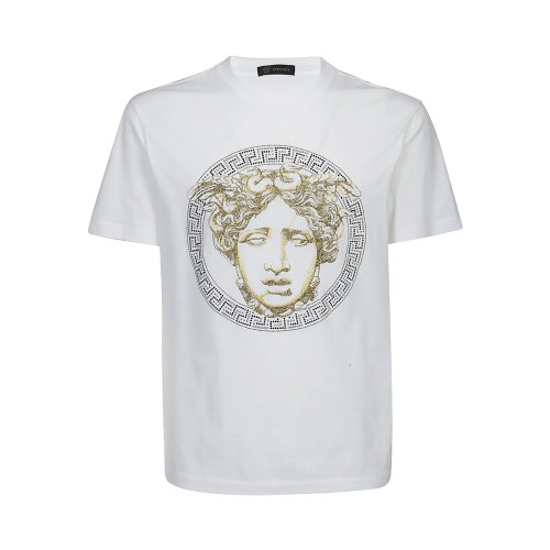VERSACE/范思哲 男士白色棉質(zhì)圓領(lǐng)短袖上衣T恤 A81875-A224589-A001