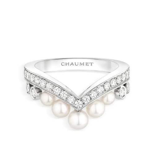 Chaumet/尚美 經(jīng)典JOSéPHINE系列 18k金白金約瑟芬皇后珍珠滿鉆戒指 083292
