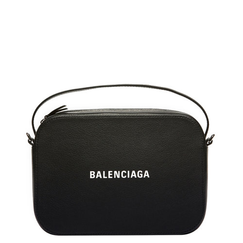Balenciaga/巴黎世家 21新款 EVERYDAY系列 女士小號(hào)黑色天然粒面小牛皮徽標(biāo)拉鏈單肩相機(jī)包608654DLQ4N1000