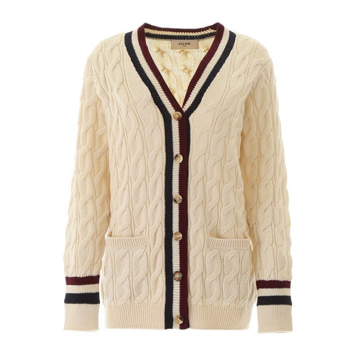 CELINE/賽琳  女士 服裝  米色羊毛針織衫 女士毛衣針織衫