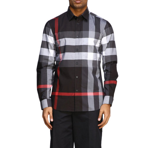 Burberry 博柏利 男裝 服裝 灰色棉質(zhì)經(jīng)典格紋 男士長袖襯衫