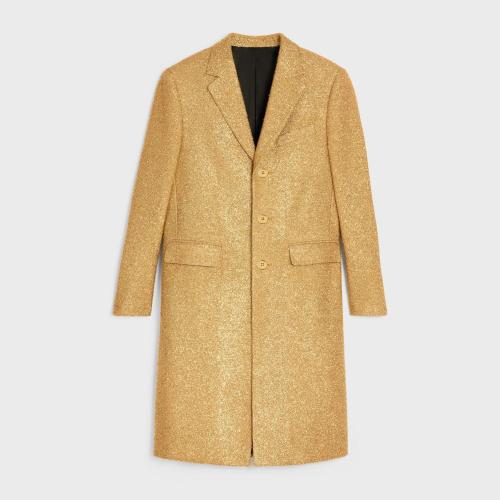  CELINE賽琳思琳 22年秋冬 男士 大衣 金銀絲花呢箱型大衣 2M915292S.35OR