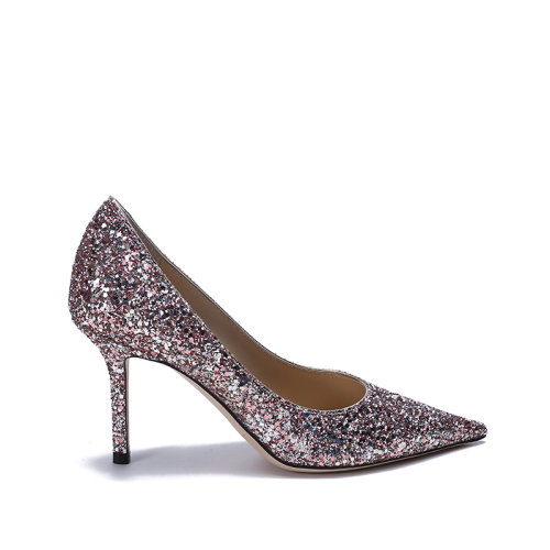 Jimmy Choo/周仰杰【22年新款】女士粗粒閃粉面料尖頭高跟鞋單鞋 LOVE 85 CGF