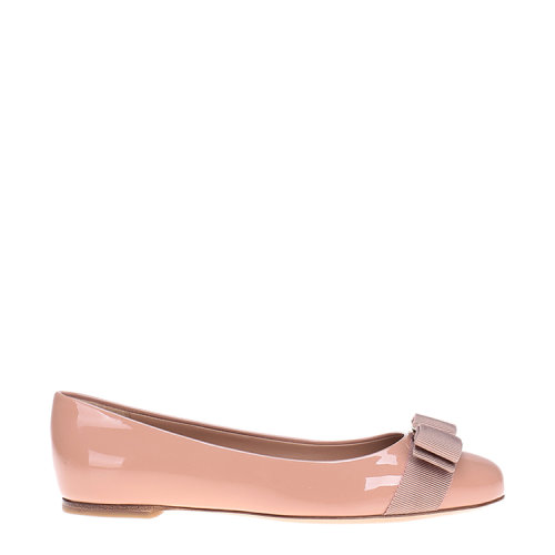 Salvatore Ferragamo/菲拉格慕 女士VARINA系列牛皮革蝴蝶結(jié)平底鞋 0676235